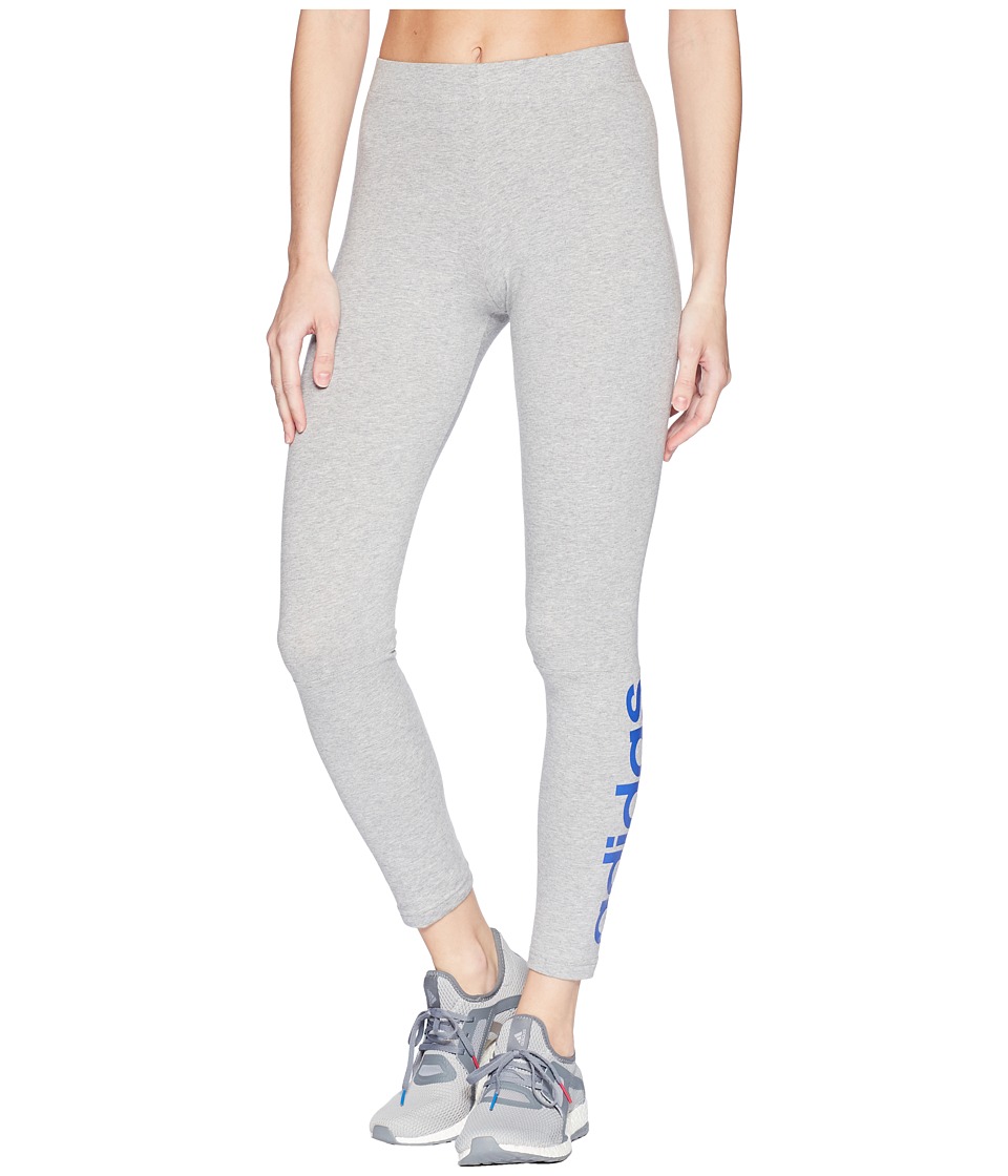 adidas Essentials Linear Tights (Medium Grey Heather/High-Res Blue) Women