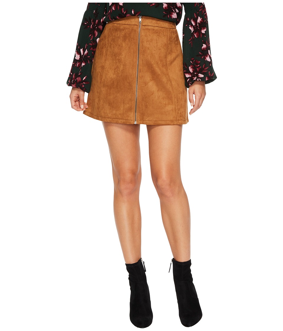 Jack by BB Dakota Jenina Faux Suede Zip Front Skirt (Camel) Women