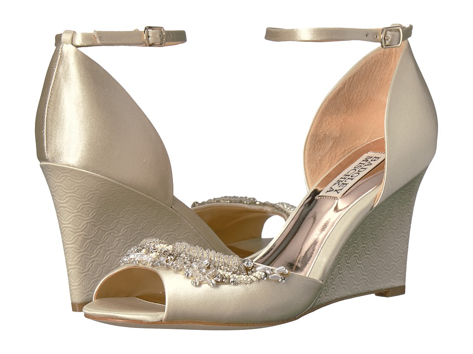 badgley mischka ivory satin shoes