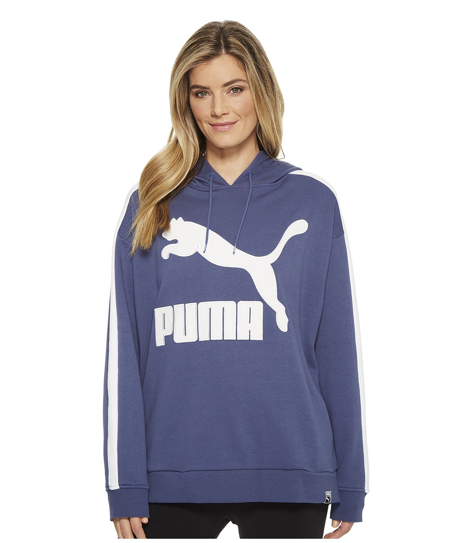 PUMA Classics Logo T7 Hoodie (Blue Indigo) Women