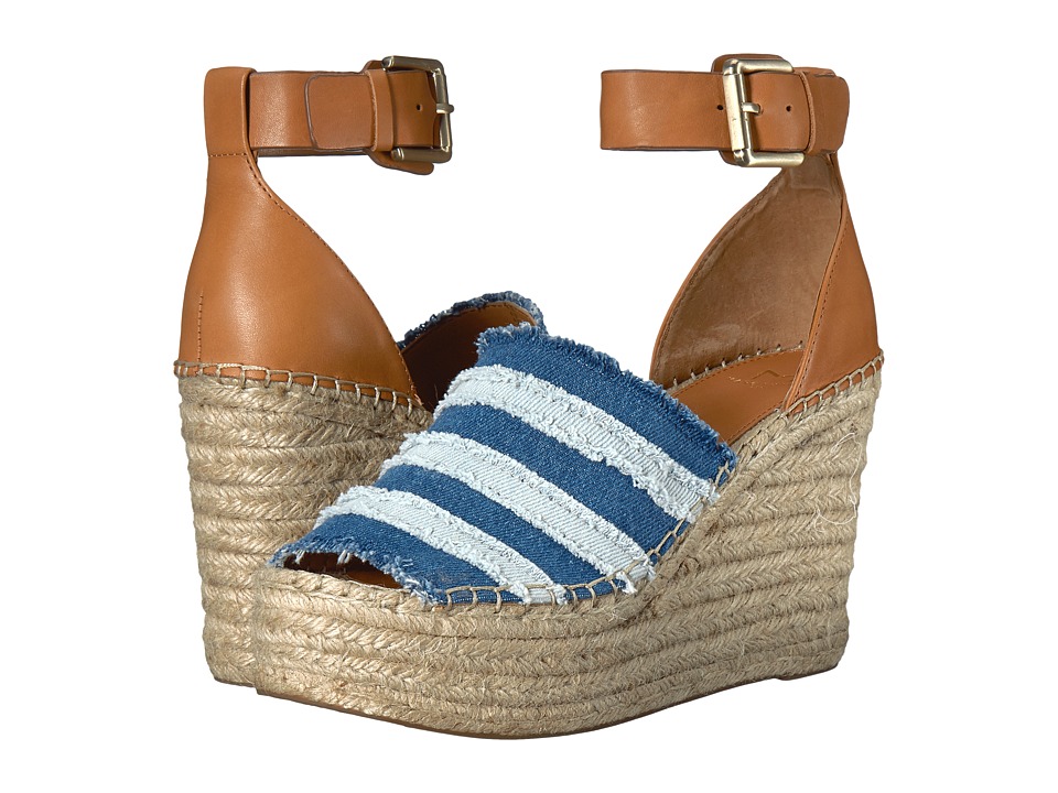 Marc Fisher LTD Adria Espadrille Wedge (Mid Blue/Light Blue/Salted Caramel Washed Denim/Washed Denim/New) Women