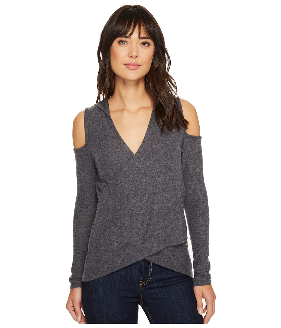 LAmade Ramona Super Fuzzy Knit Hooded Top (Charcoal) Women