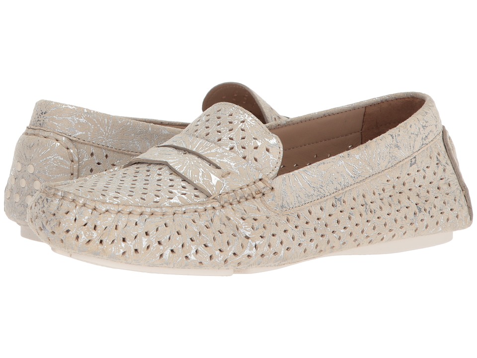Johnston & Murphy Maggie Perfed Penny (Ecru Metallic Print Suede) Women