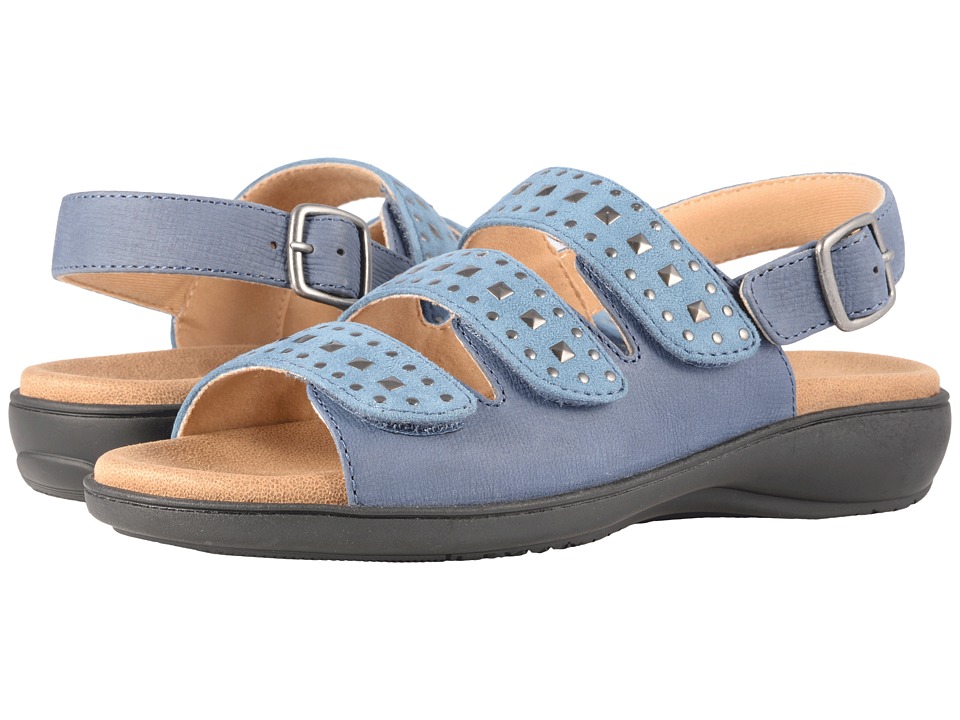 Trotters Tonya (Navy Embossed Soft Leather/Studs) Women