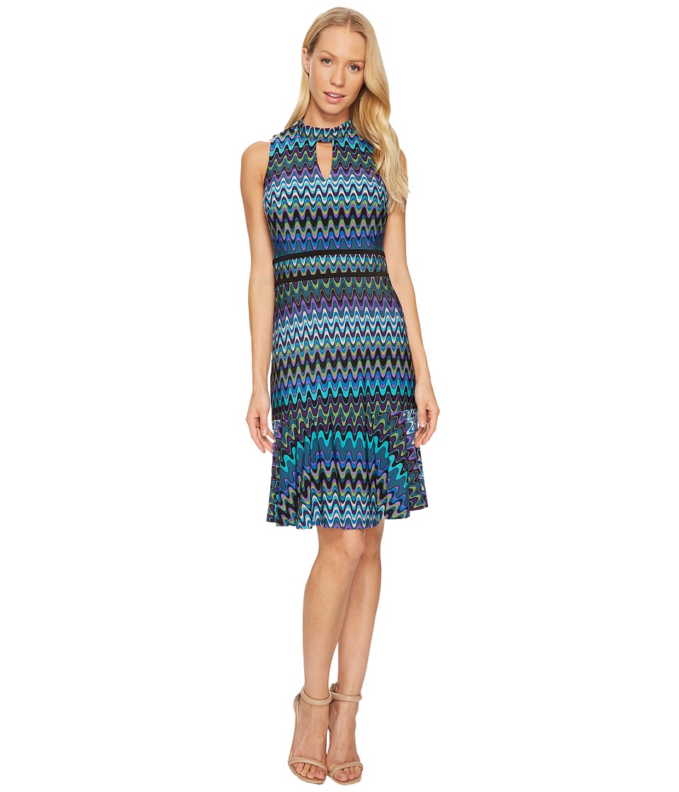 Taylor Chevron Halter Jersey Dress (Peacock) Women