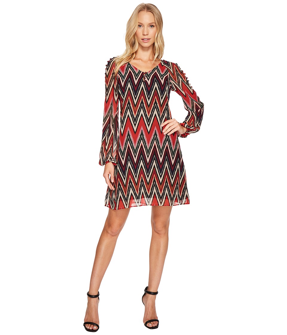Taylor Chevron Shift w/ Buttons (Red/Black) Women