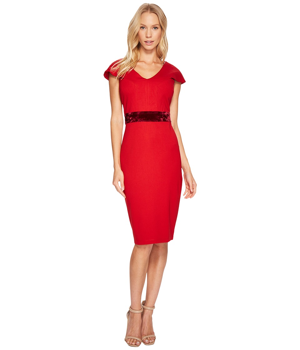 Taylor Ponte Sheath w/ Velvet Waist Band (Scarlet) Women