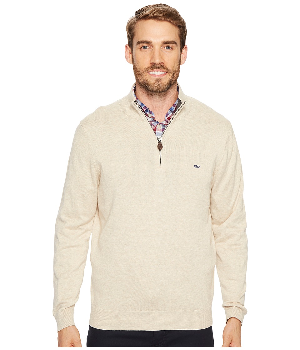Vineyard Vines Cotton 1/4 Zip Sweater (Oatmeal Heather) Men