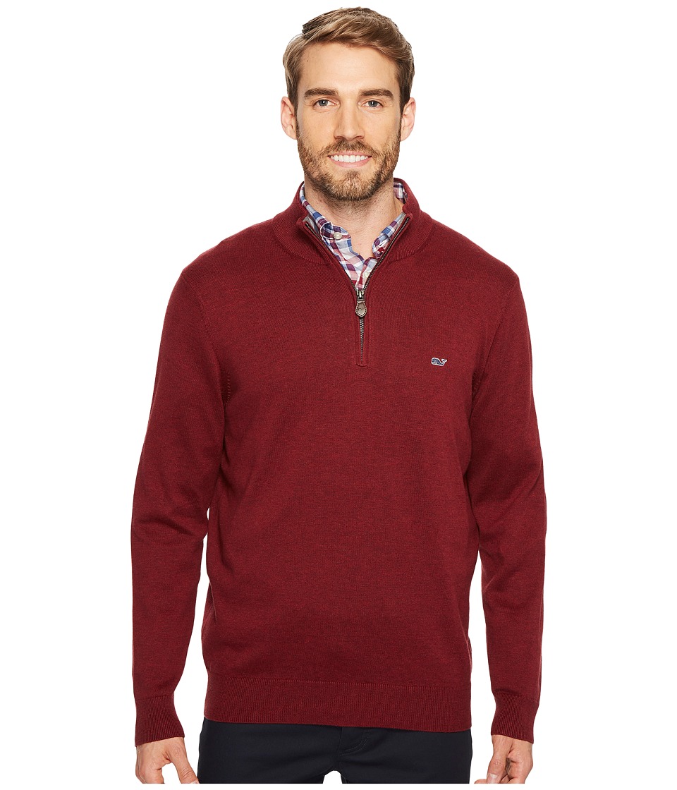 Vineyard Vines Cotton 1/4 Zip Sweater (Crimson) Men