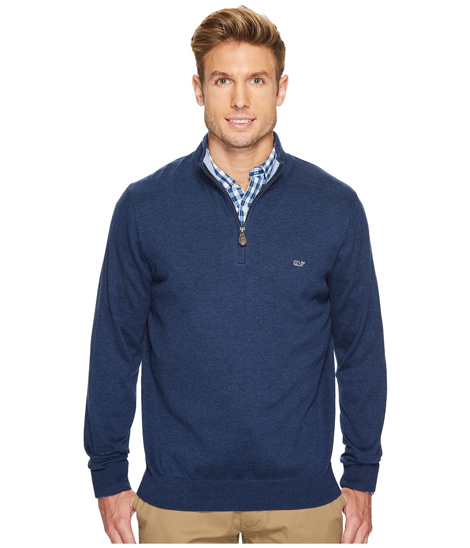 Vineyard Vines Cotton 1/4 Zip Sweater (Deep Bay) Men