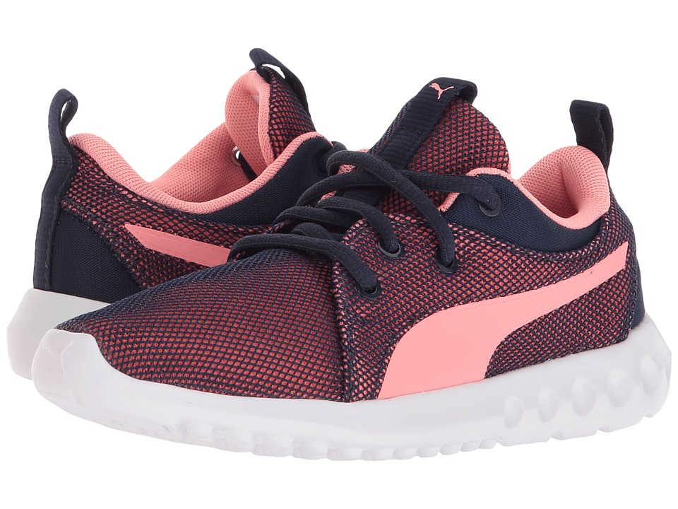Puma Kids Caron 2 Breathe (Little Kid) (Peacoat/Soft Fluo Peach) Girls Shoes