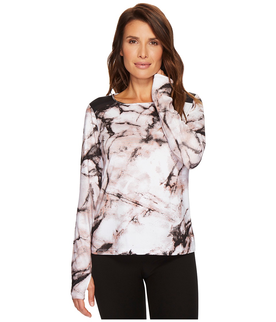 Ivanka Trump Knit Printed Shoulder Colorblock Top (Ivory/Black/Multi) Women