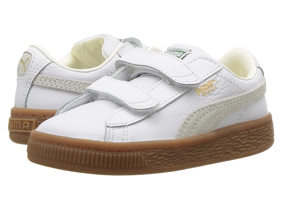 Puma Kids Basket Classic Gum Deluxe (Toddler) (Puma White/Puma White) Kids Shoes