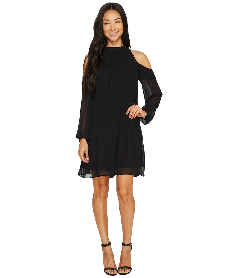 CeCe Noelle Cold Shoulder Pleated Rich Black Dress CeCe Noelle Cold Shoulder Pleated Rich Black Dress