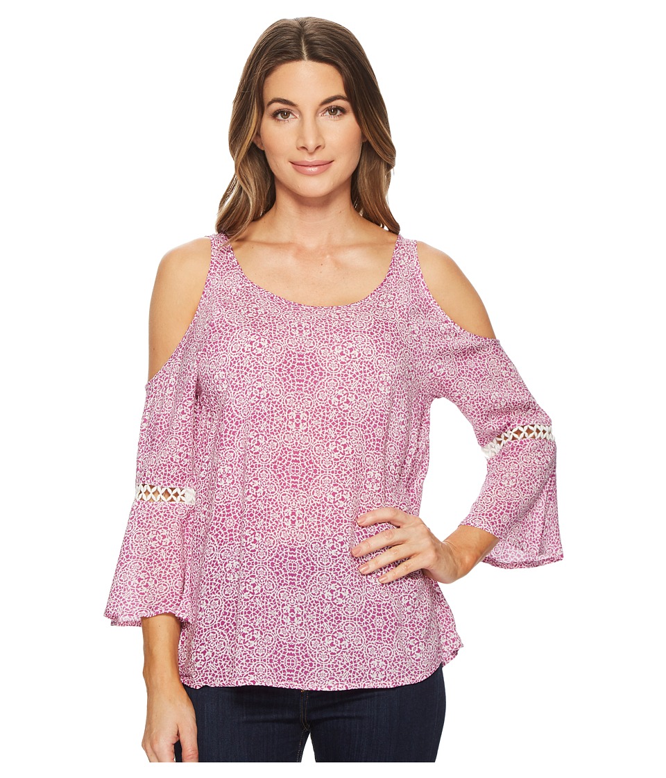 Roper 1599 Lace Print Peasant Blouse (Purple) Women