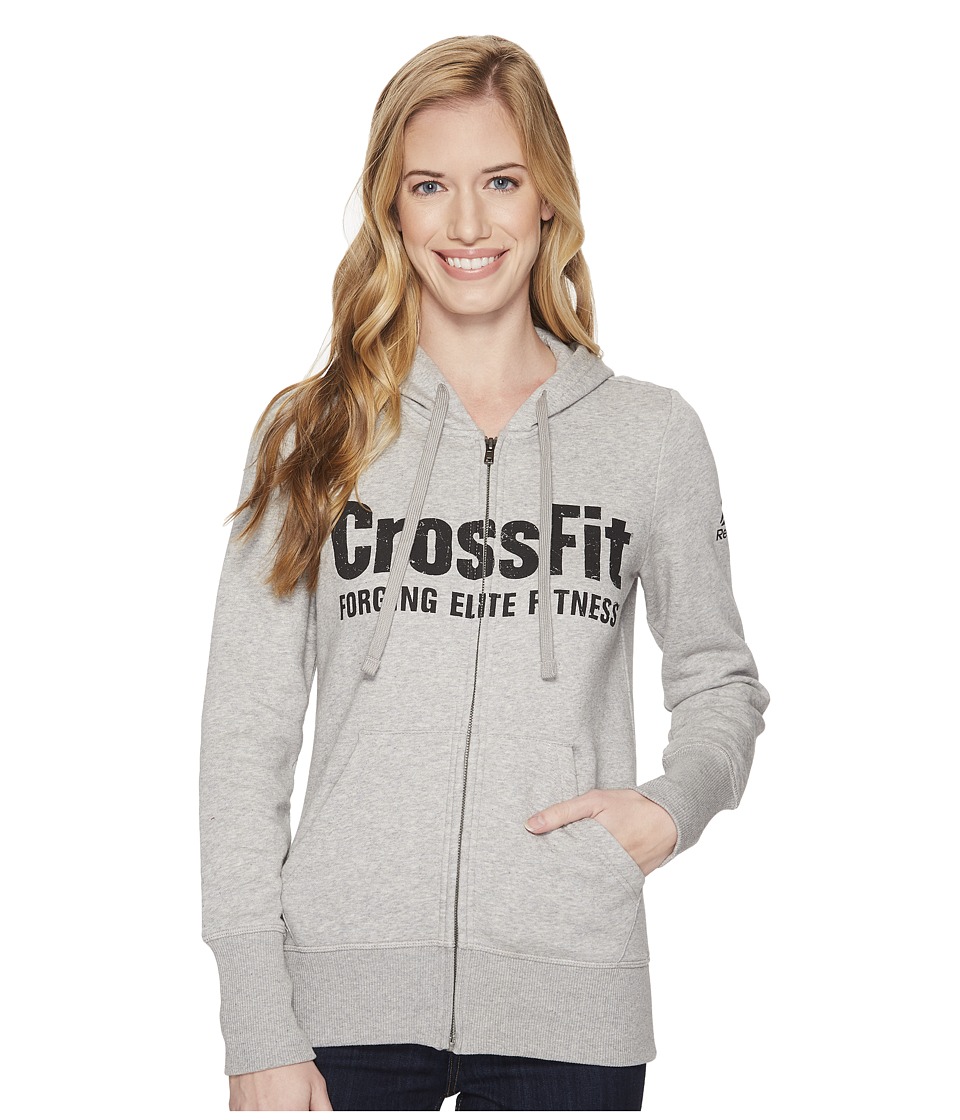 Reebok CrossFit Full Zip Hoodie (Medium Grey Heather) Women