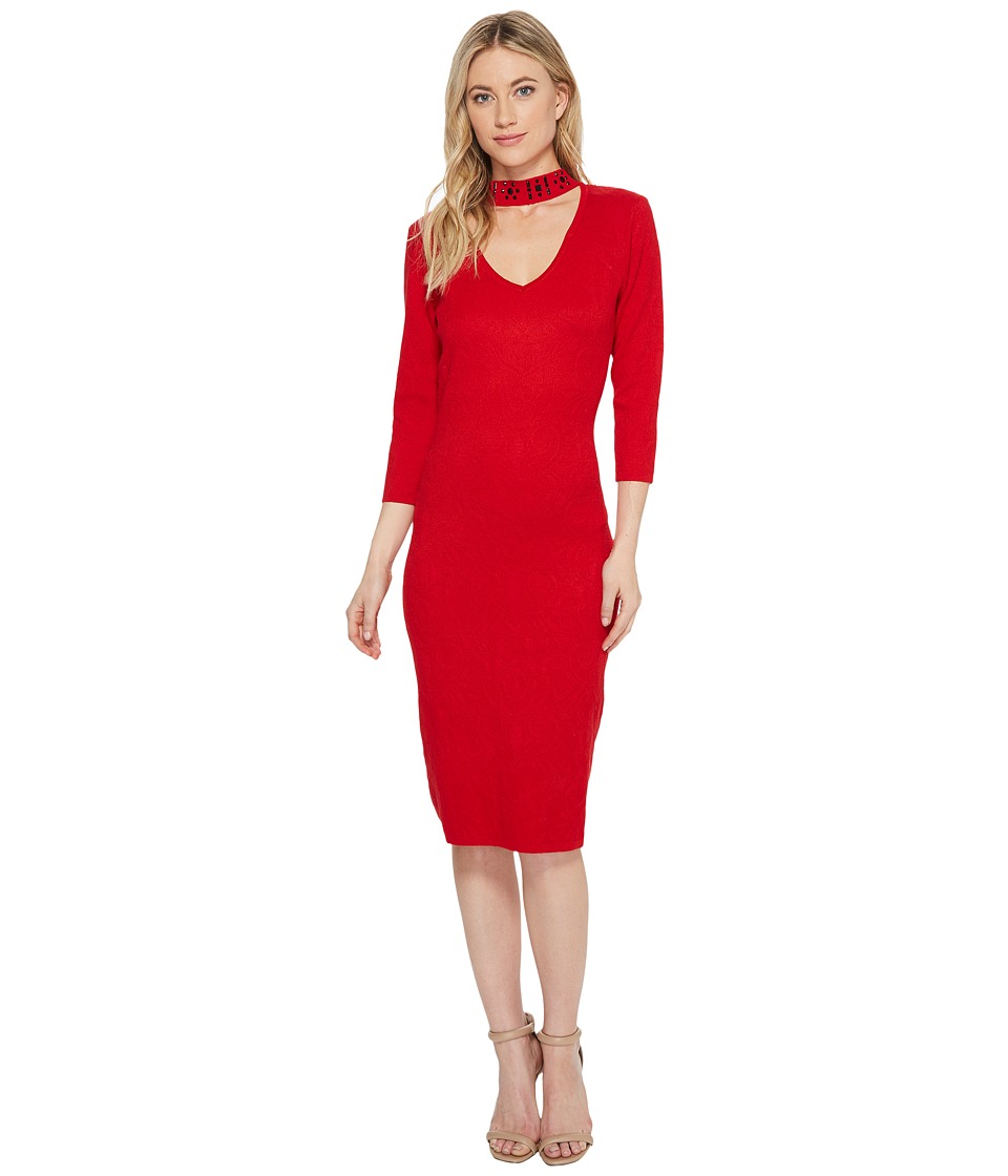 Taylor Embellished Collar Sweater Knit Dress (Red) Women