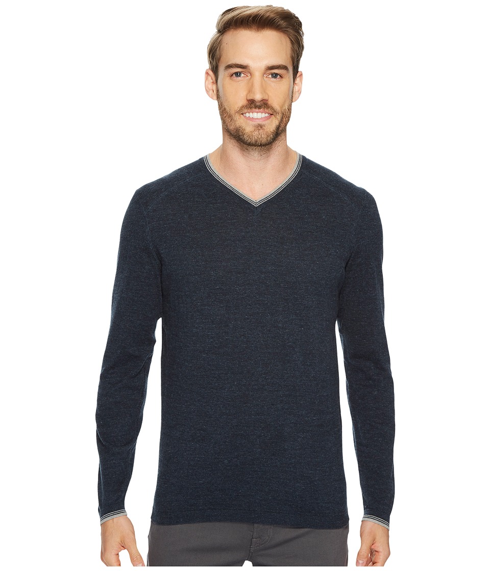 Agave Denim Fin Long Sleeve V-Neck 14GG Sweater (Blue Nights) Men