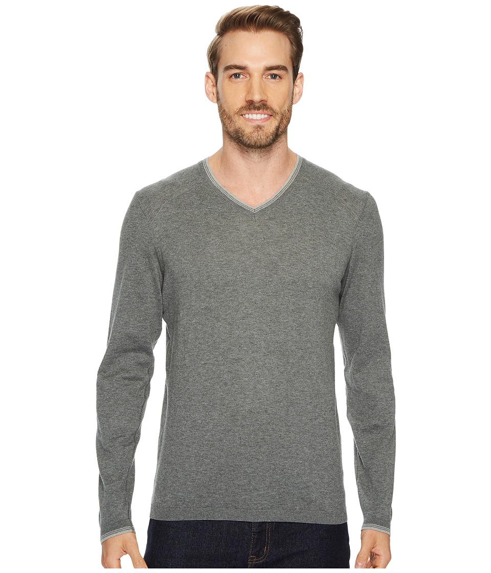 Agave Denim Fin Long Sleeve V-Neck 14GG Sweater (Gunmetal) Men