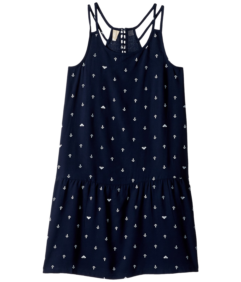 Roxy Kids Moments of Time Strappy Dress (Big Kids) (Dress Blues/Watercolor Anchor) Girl