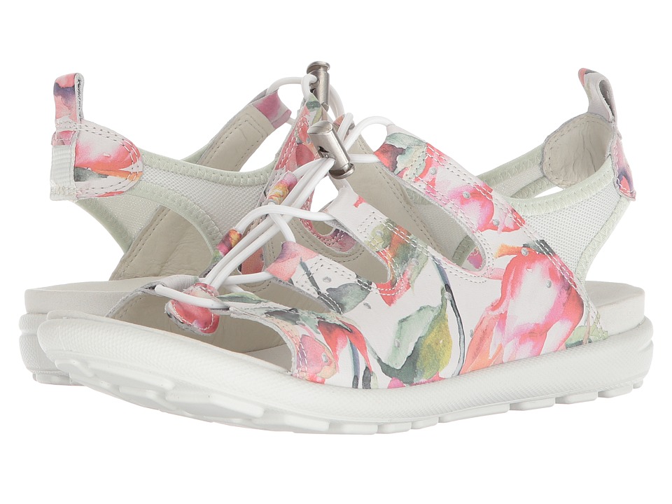 ECCO Jab Toggle Sandal (White Floral Print/White/Powder) Women