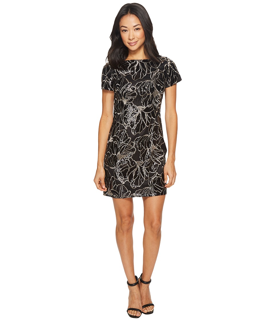 Tahari by ASL Petite Sequin T-Shirt Dress (Black/Gold) Women