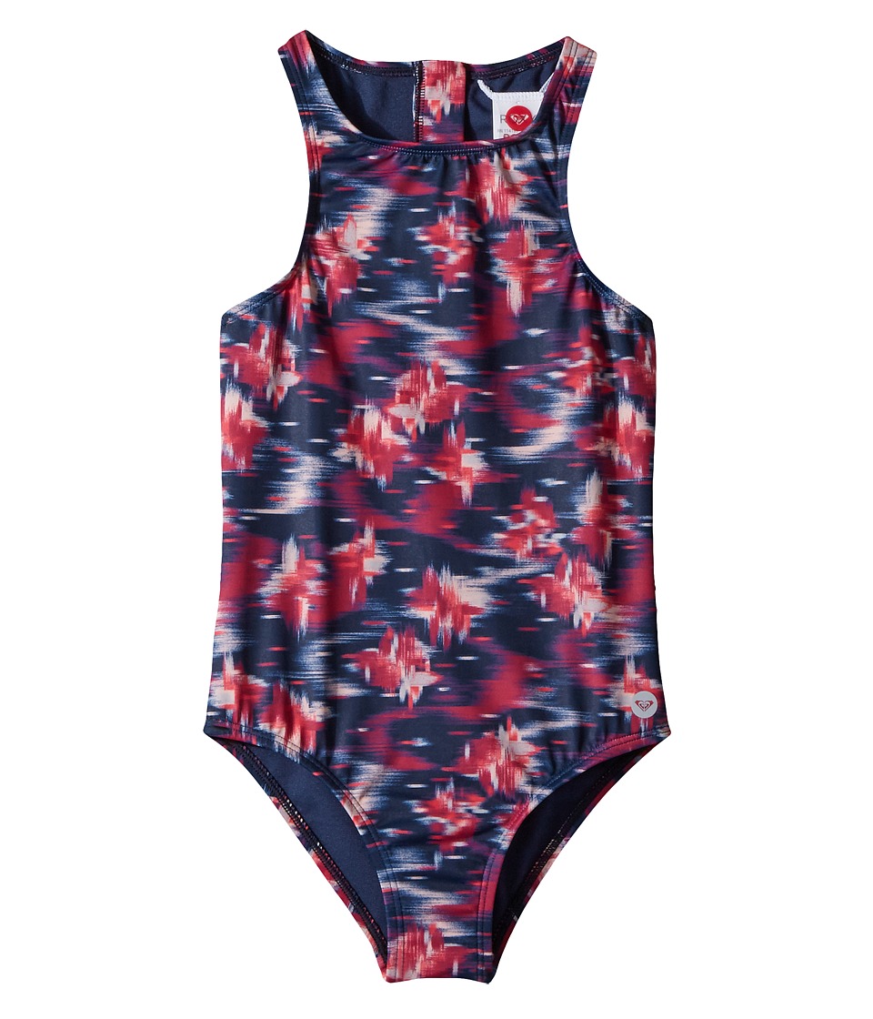 Roxy Kids Tropi Sporty One-Piece (Big Kids) (Dress Blues/Neon Waterfall) Girl