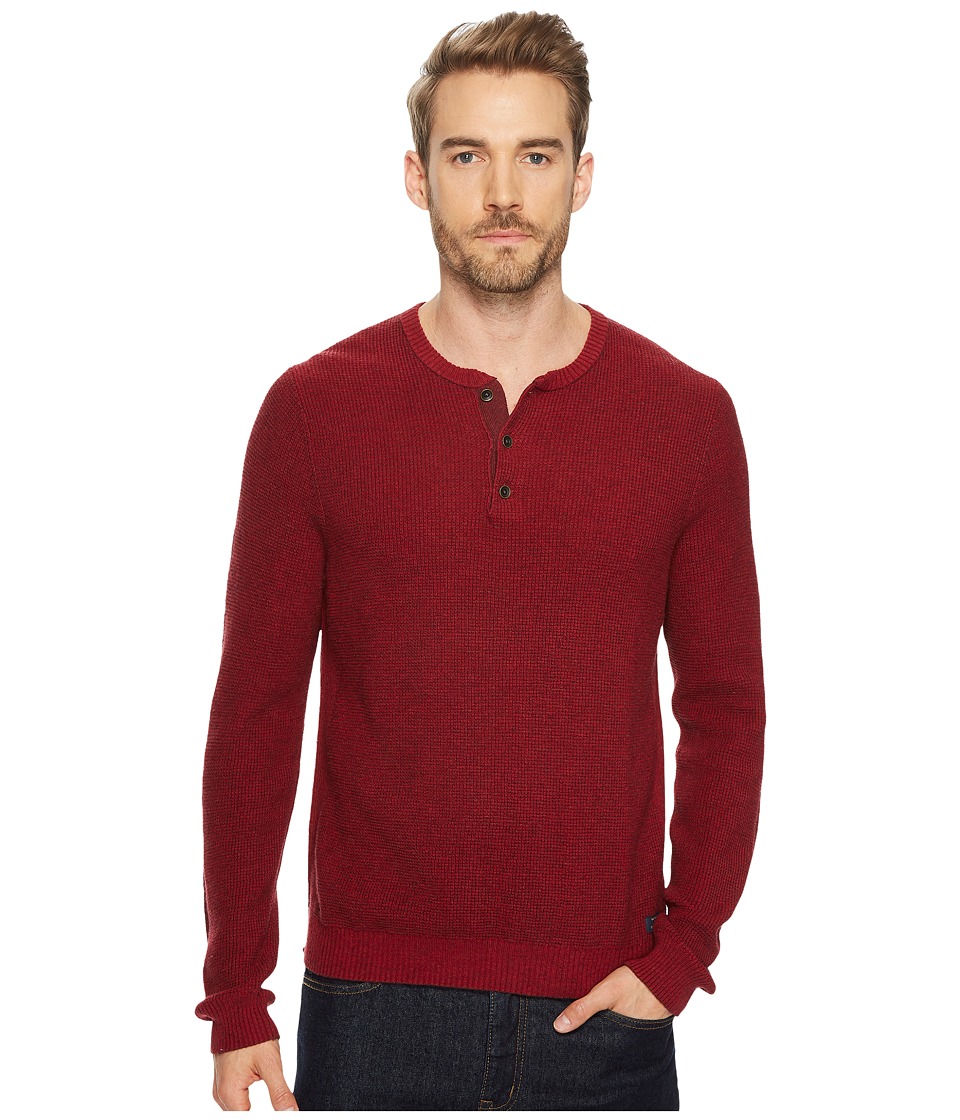 Lucky Brand Stitch Henley Sweater (Red Multi) Men