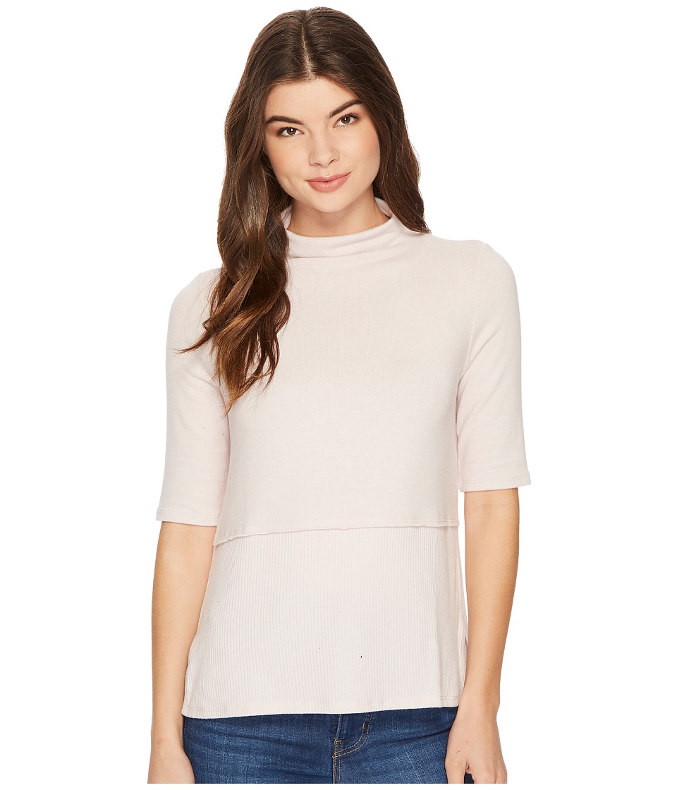 Michael Stars Super Soft Madison Mock Neck Elbow Sleeve Top (Sweet Pea) Women