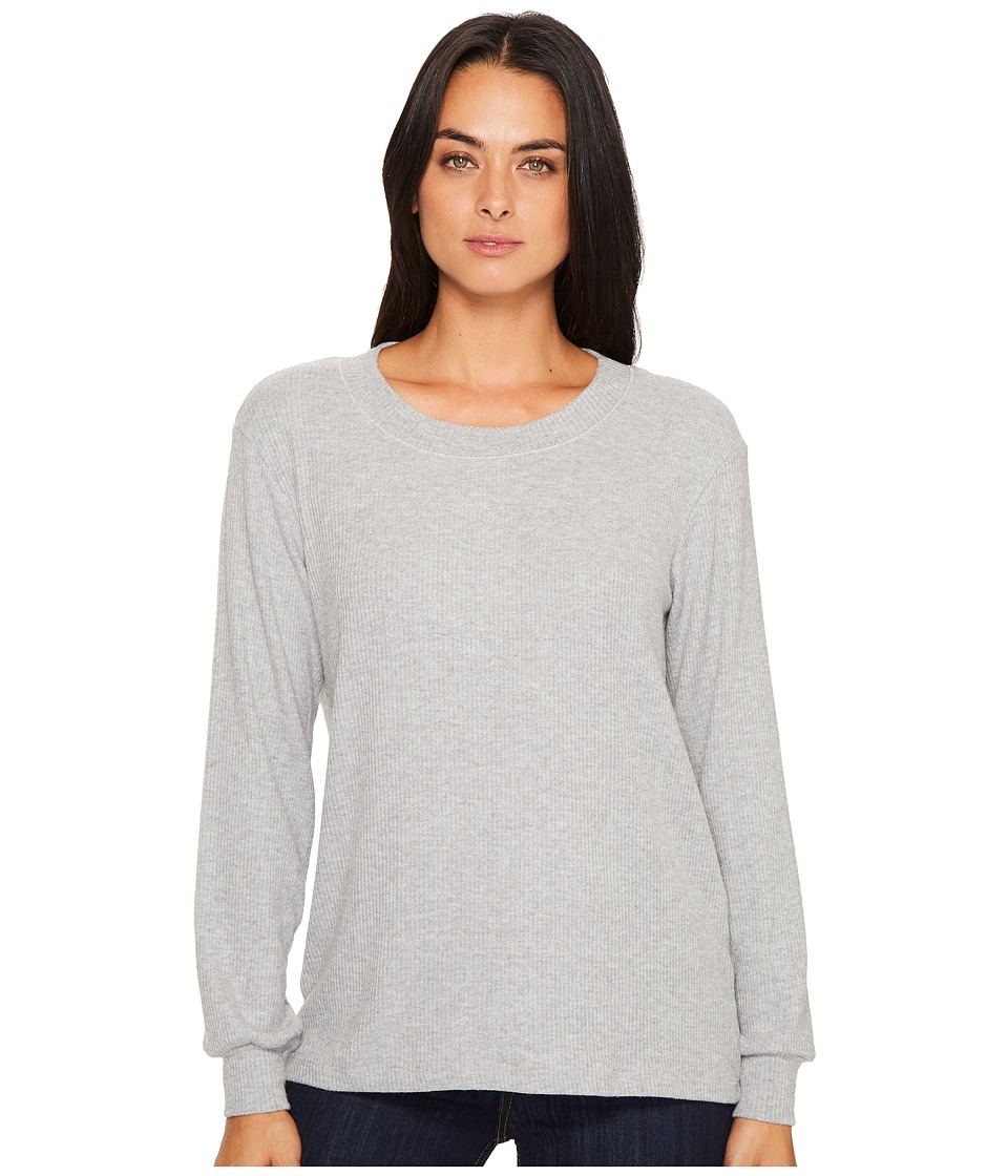 Michael Stars Super Soft Madison Rib Long Sleeve Scoop Neck Pullover (Heather Grey) Women