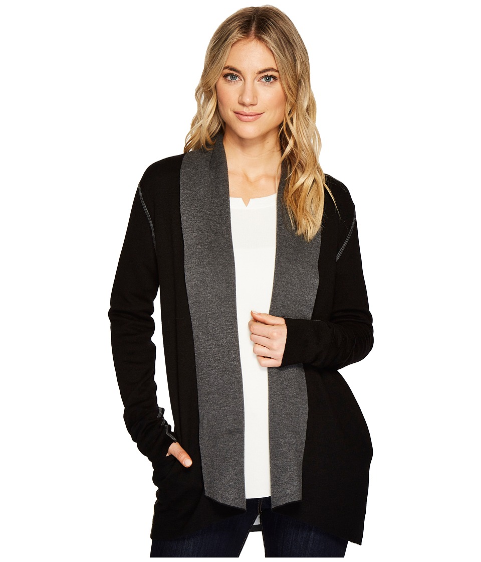 Michael Stars Luxe Cotton Reversible Shawl Collar Cardigan (Black/Charcoal) Women