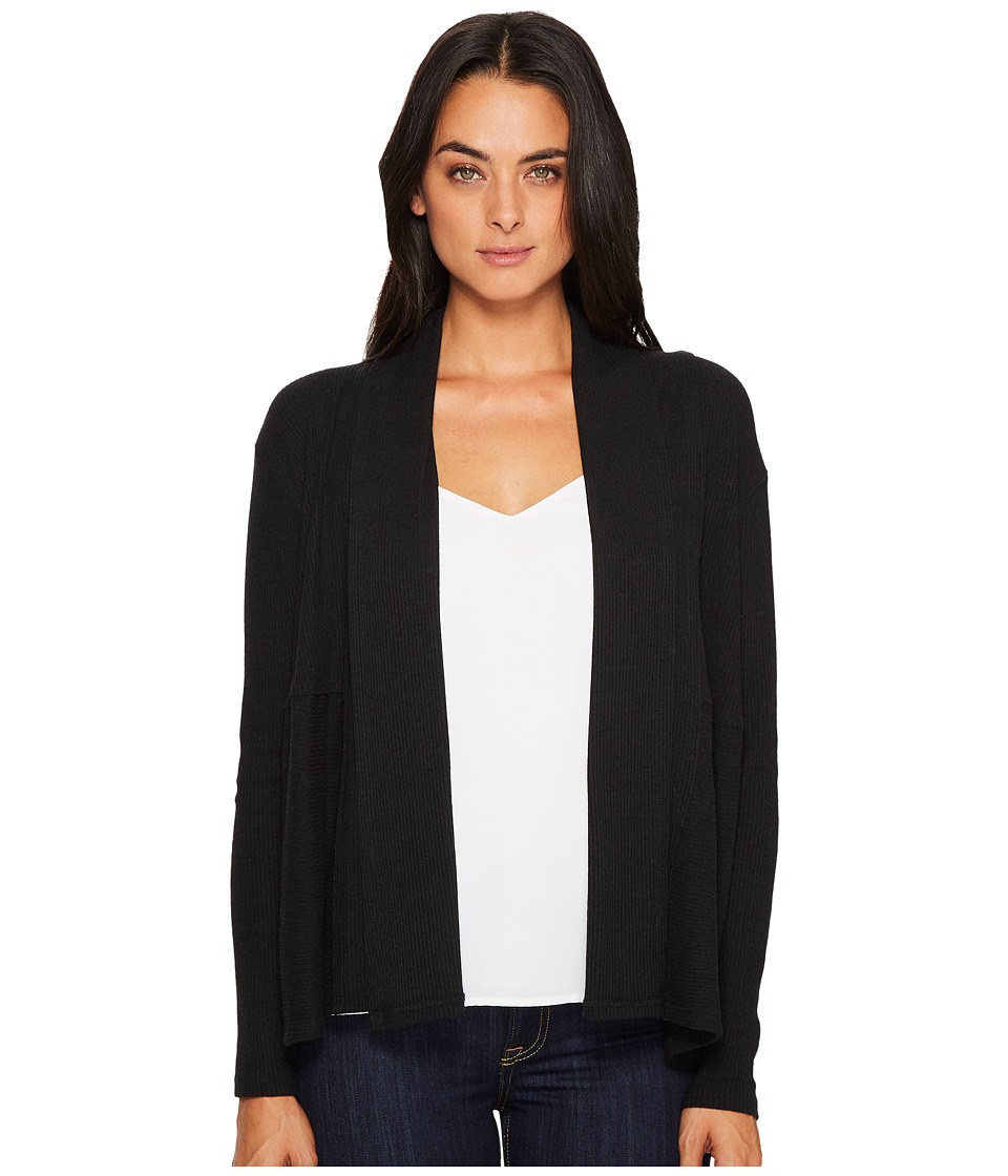 Michael Stars Super Soft Madison Rib Open Front Long Sleeve Cardigan (Black) Women
