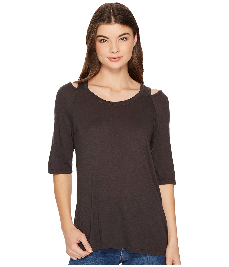 Michael Stars Luxe Slub Scoop Neck Elbow Sleeve Peekaboo Tee (Oxide) Women