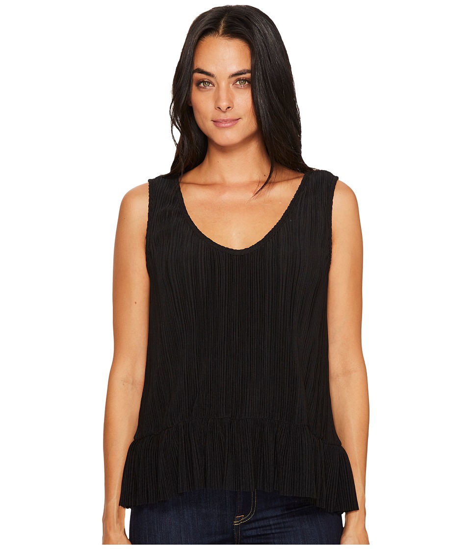 Michael Stars Accordian Scoop Neck Flounce Tank Top (Black) Women