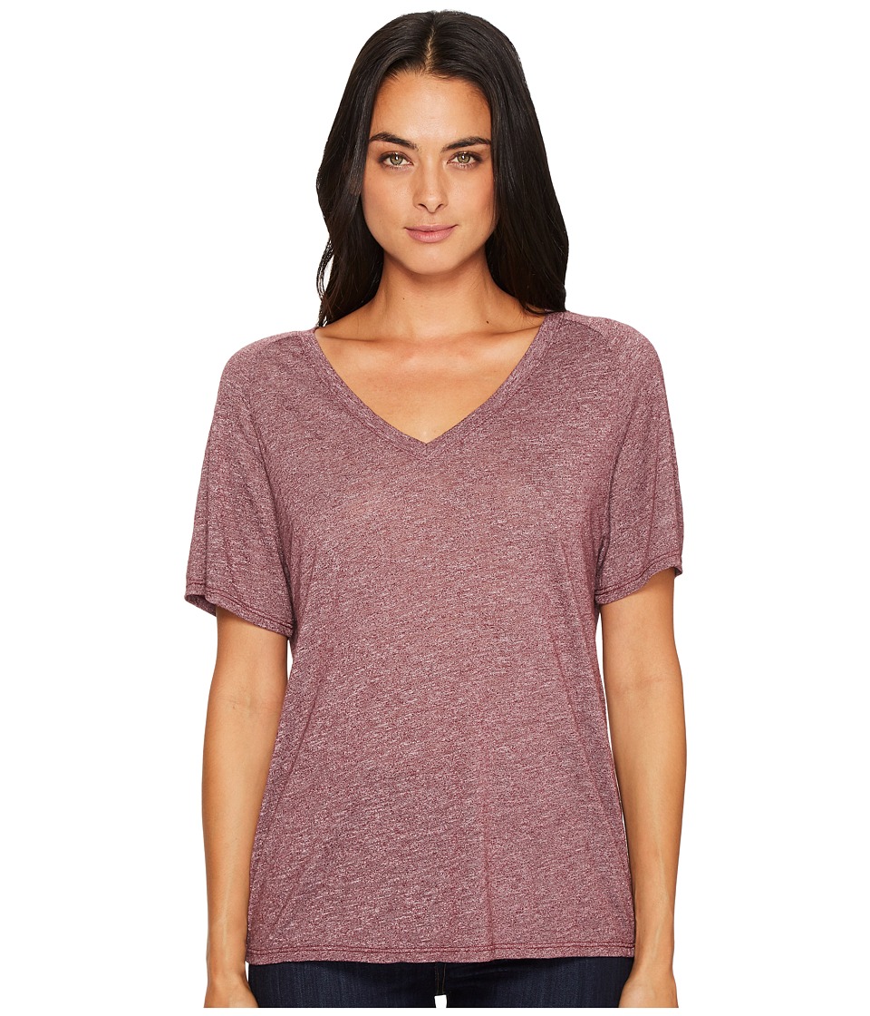 Michael Stars Brooklyn Jersey V-Neck Tee with Raglan Sleeve (Garnet) Women