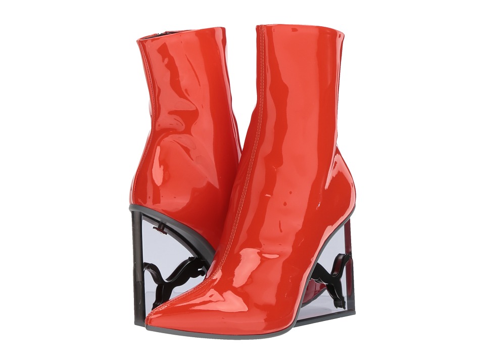PUMA Puma x Fenty by Rihanna Cat Patent Leather Wedge Boot (Flame/Puma Black) Women