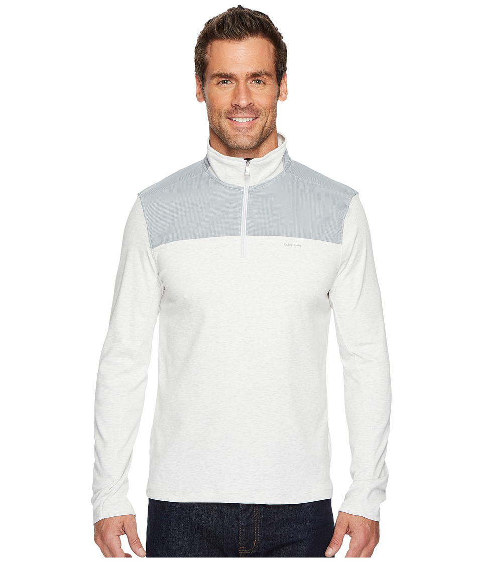 Calvin Klein Mixed Media 1/4 Zip Pullover (Soft Grey Heather) Men