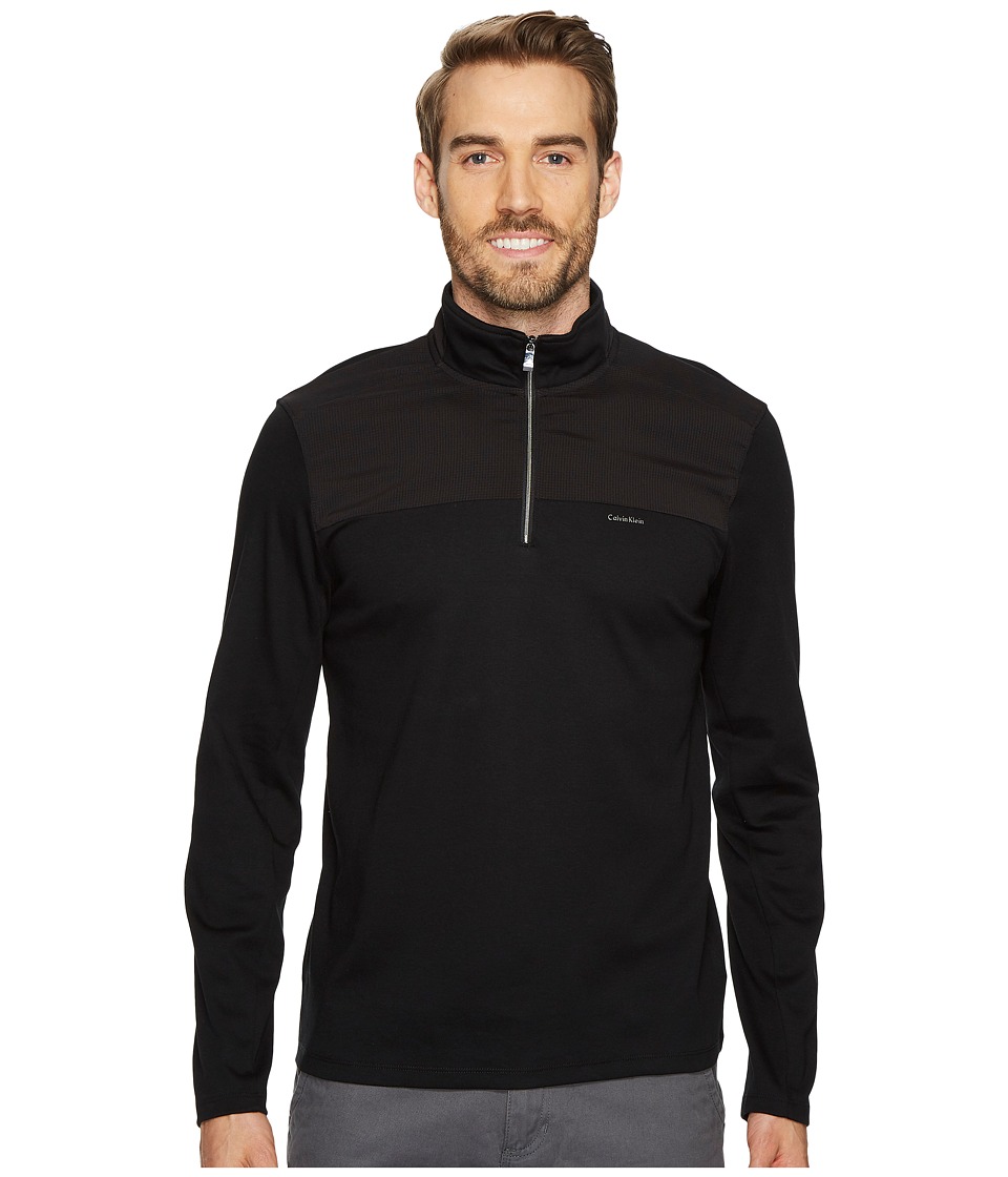 Calvin Klein Mixed Media 1/4 Zip Pullover (Black) Men