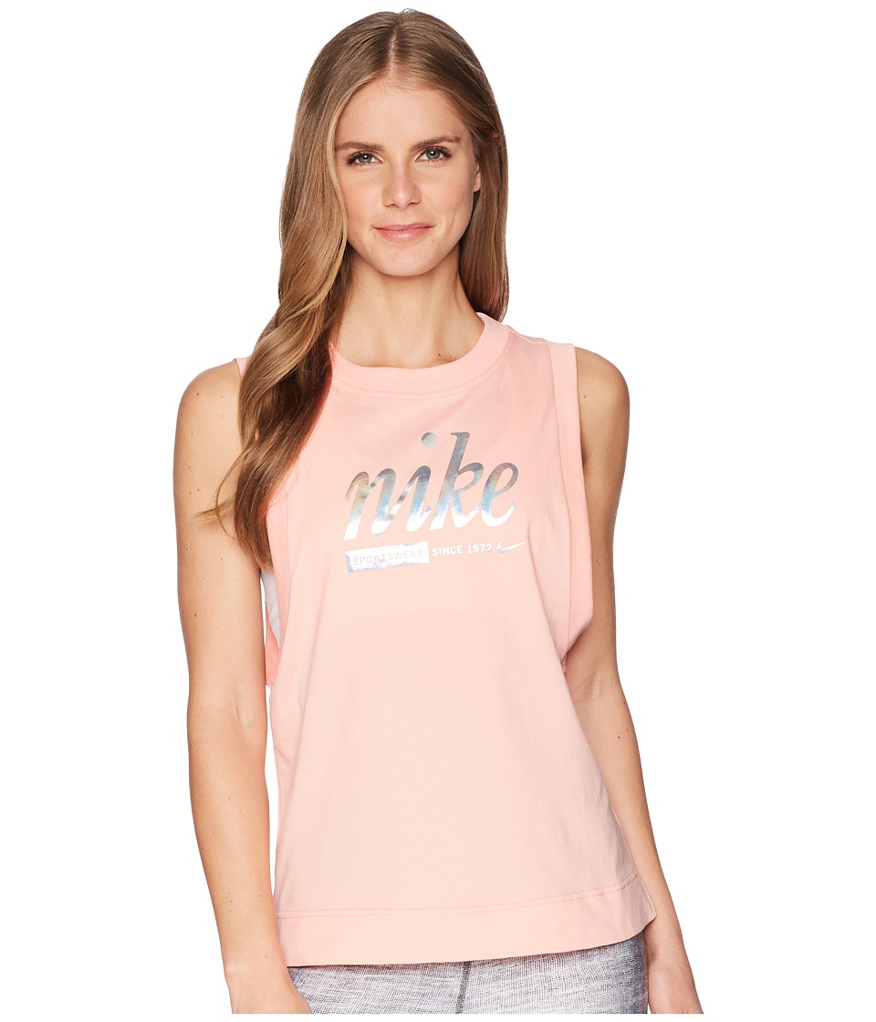 Nike Sportswear Metallic Tank Top (Bleached Coral) Women