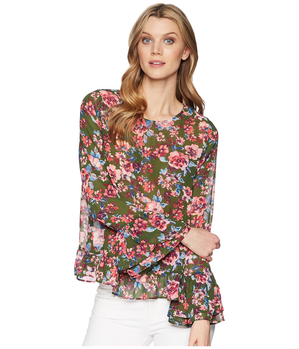 KUT from the Kloth Trixy Scoop Neck Ruffle Sleeve Top (Pine) Women