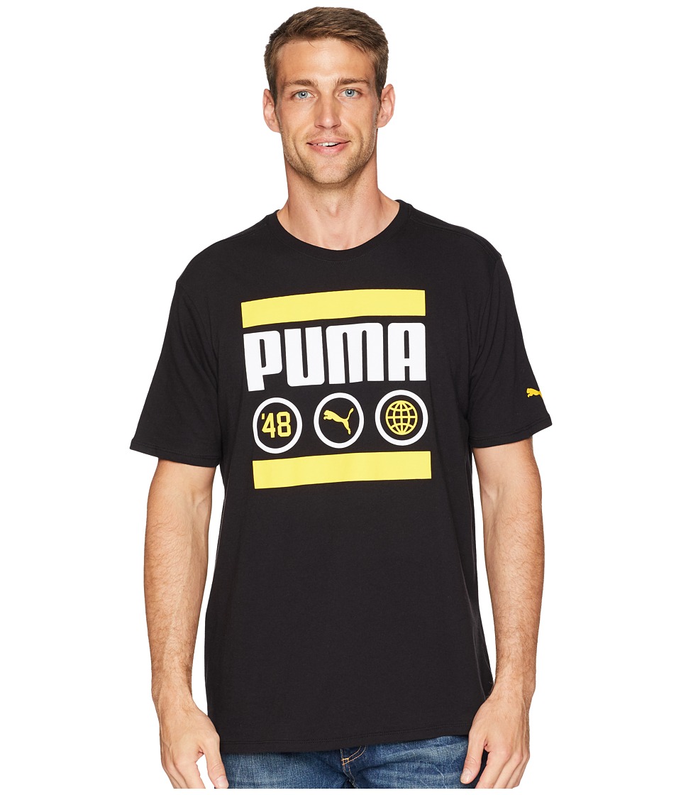 PUMA Bar Tee (Puma Black/Spectra Yellow) Men