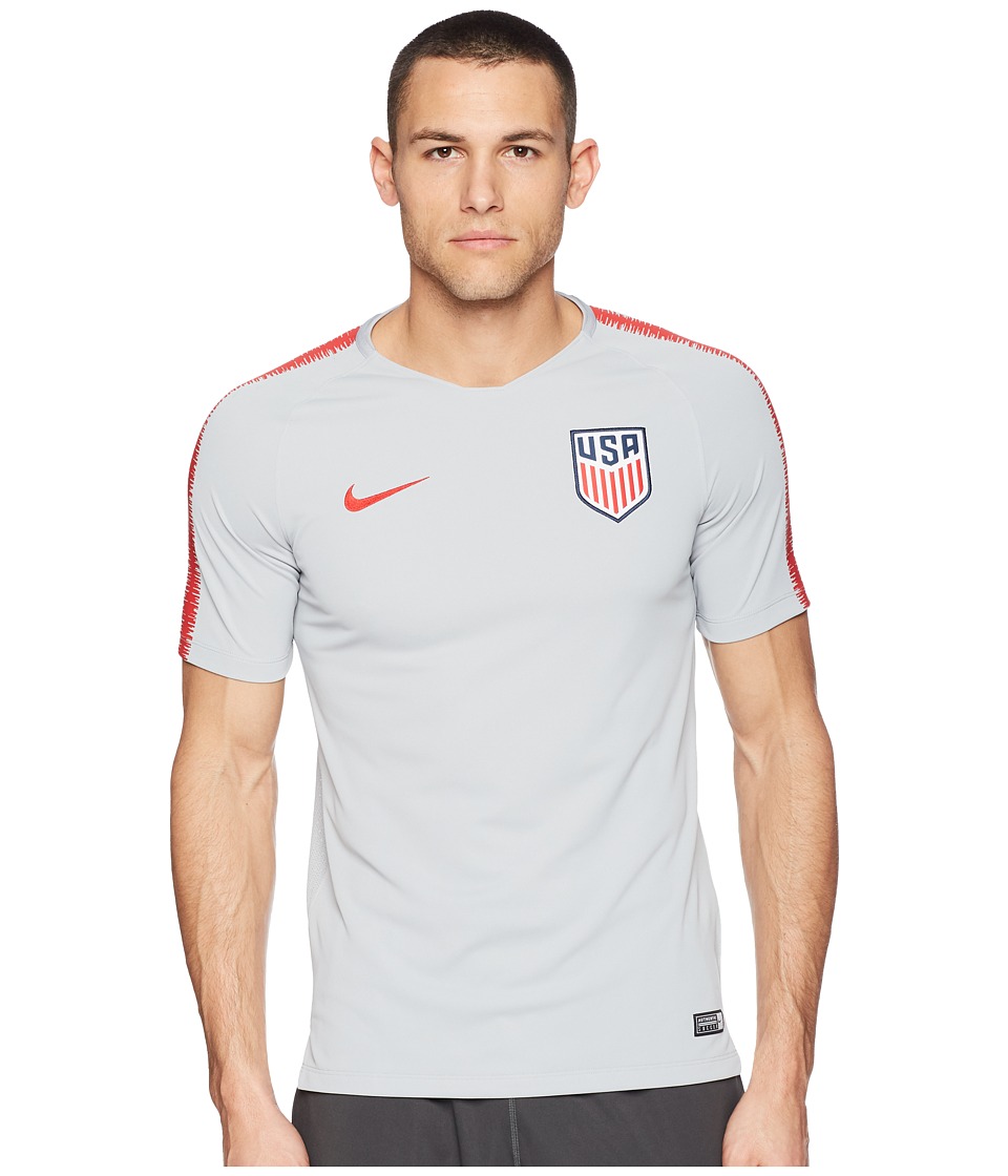 Nike USA Breathe Squad Top Short Sleeve (Wolf Grey/University Red/University Red) Men