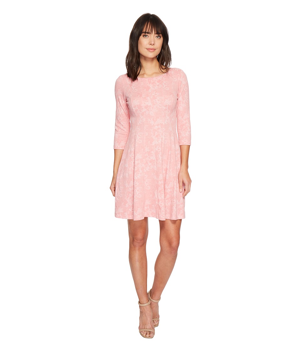 Taylor Fit-and-Flare Knit Jacquard Dress (Coral) Women