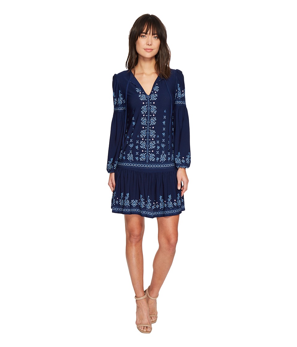 Taylor Placement Print Crepe Shift Dress (Blue/Pink) Women