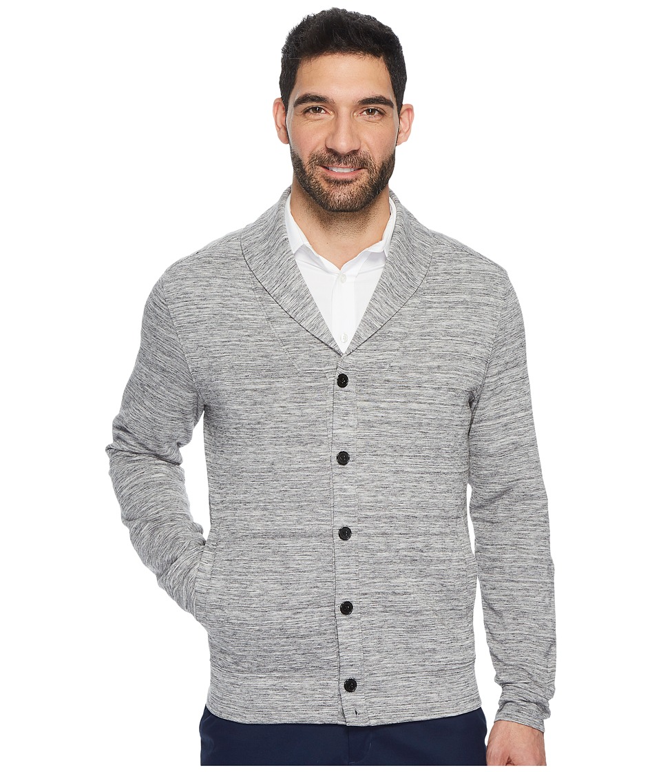 Perry Ellis Button Down Heathered Shawl Cardigan (Alloy) Men