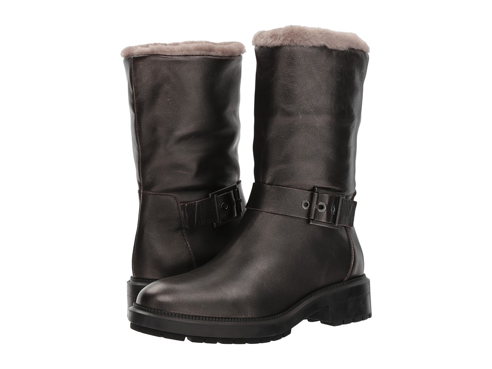 Aquatalia Leda Shearling (Charcoal Metallic Calf/Shearling) Women