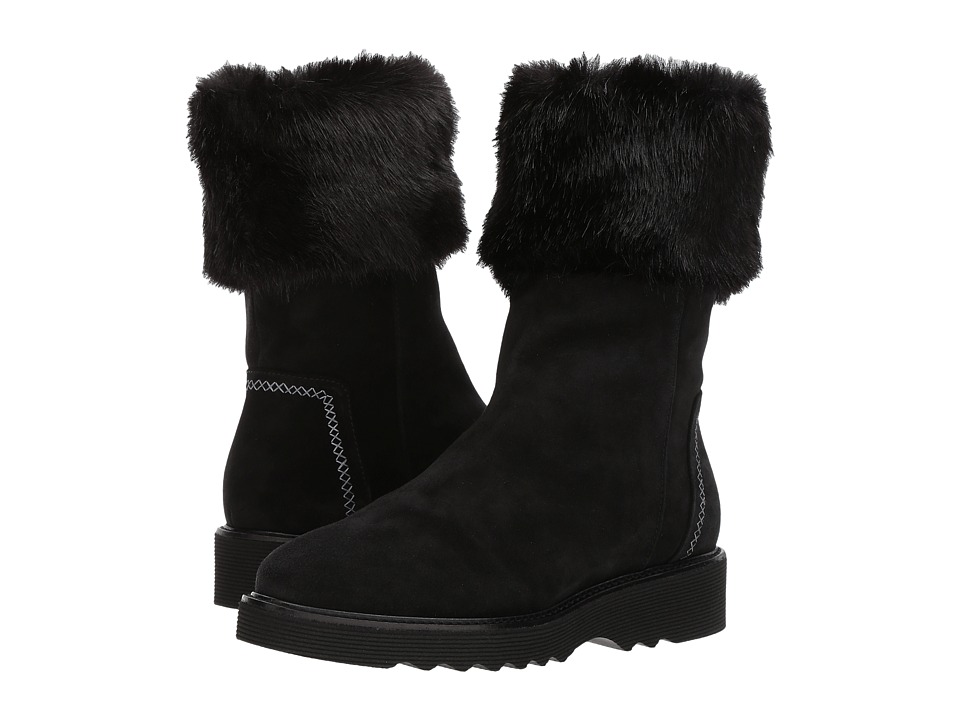 Aquatalia Kelly (Black Suede/Faux Fur) Women