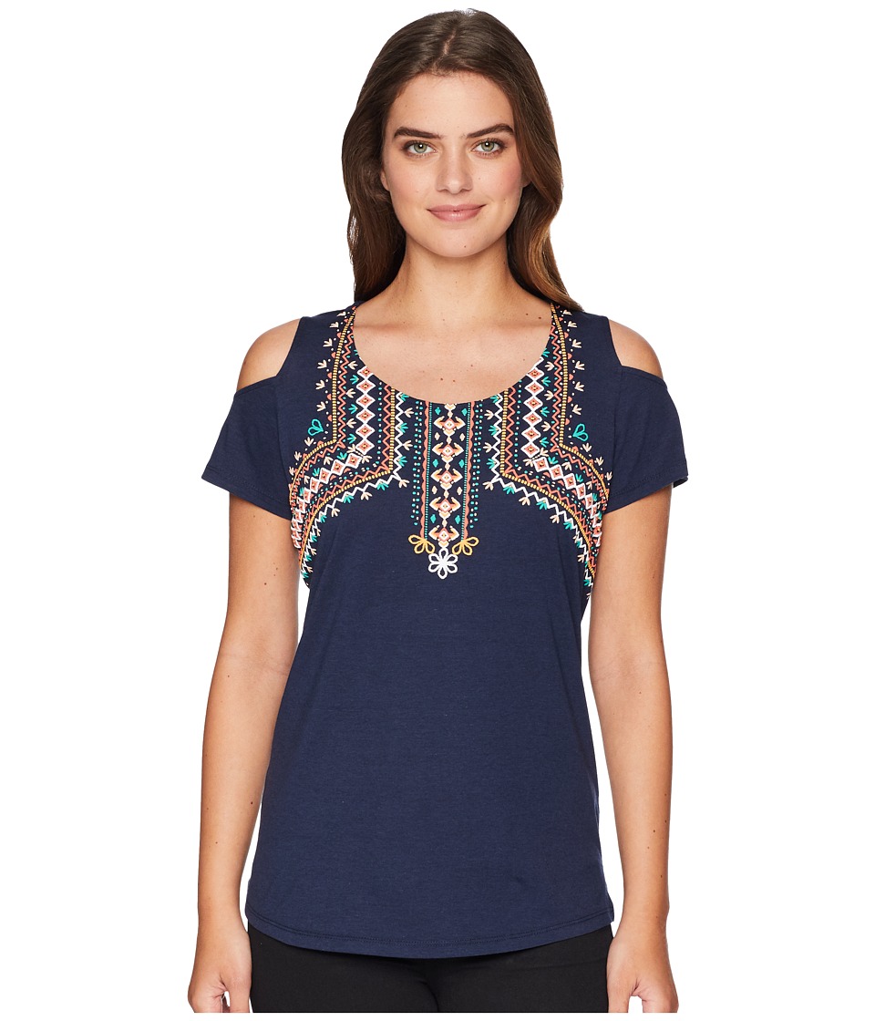 Tribal Short Sleeve Jersey Cold Shoulder Top (Ink) Women