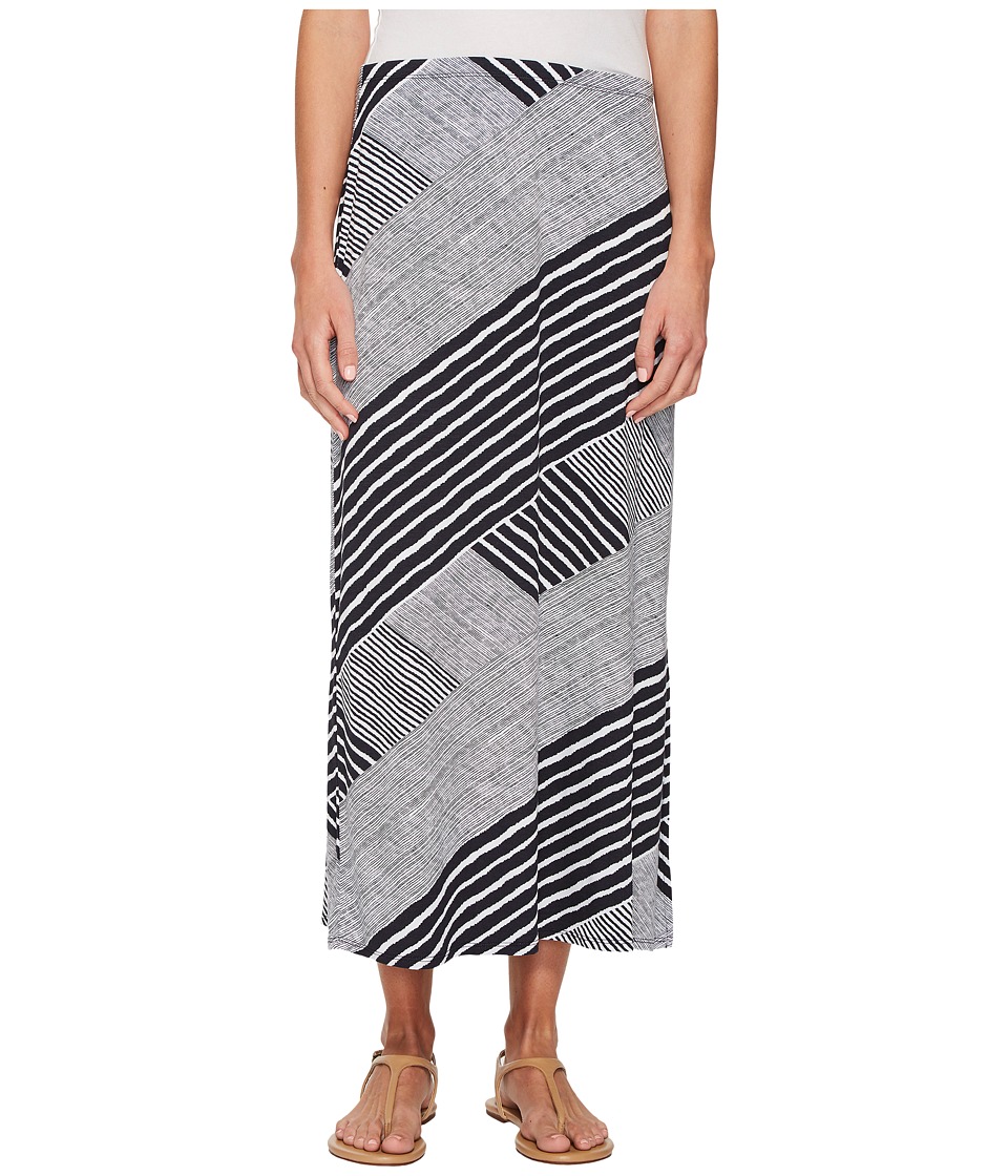 Tribal Printed Jersey Maxi Skirt with Side Slit (Ink) Women
