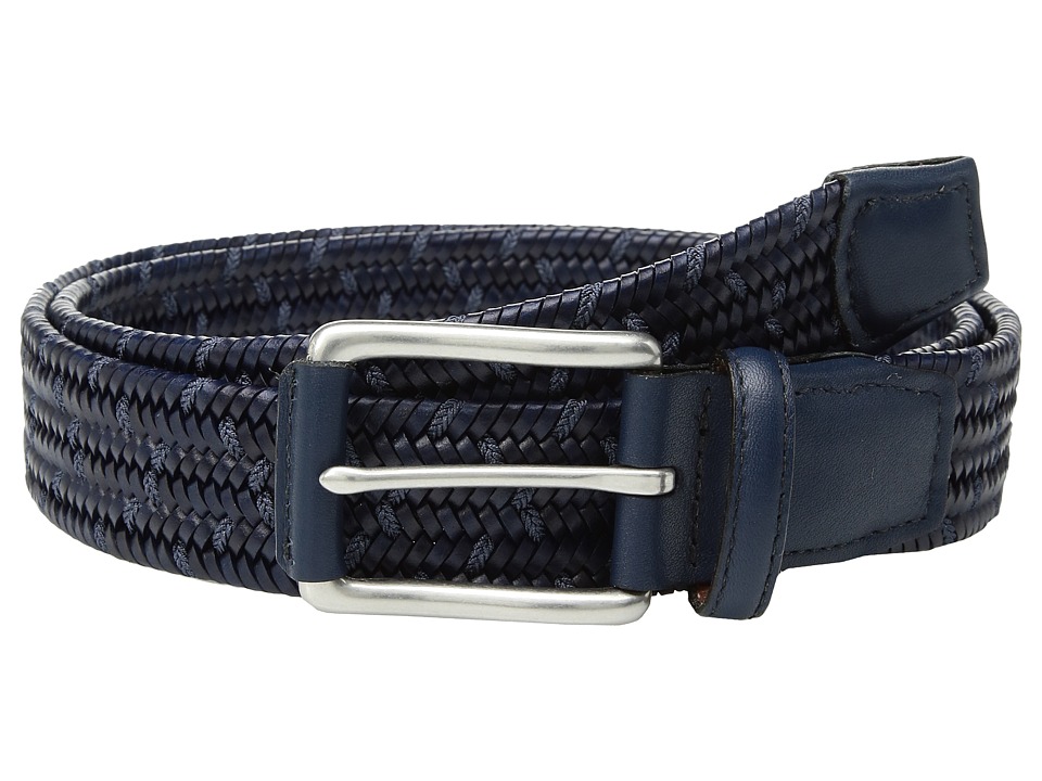 Torino Leather Co. 35mm Italian Woven Leather Rayon Elastic (Navy/Blue) Men